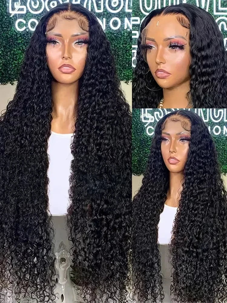 Mossily 250 Density 40 Inch Deep Wave 13x6 HD Transparent Lace Front Human Hair Wig Curly 13x4 Lace Frontal Raw Brazilian Wigs