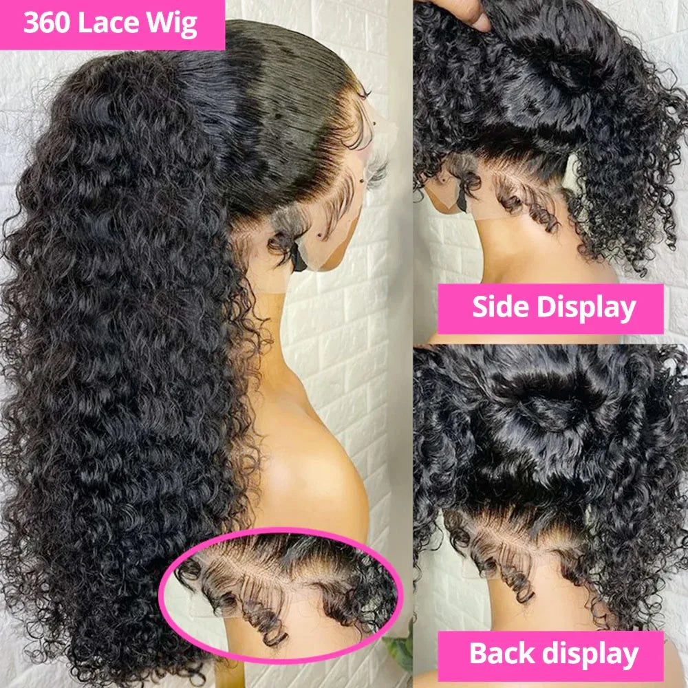 250 Density Deep Wave 360 Full Hd Lace Front Human Hair Wig Pre Plucked Water Wave 13X6 Lace Frontal Wig Glueless Wig Human Hair