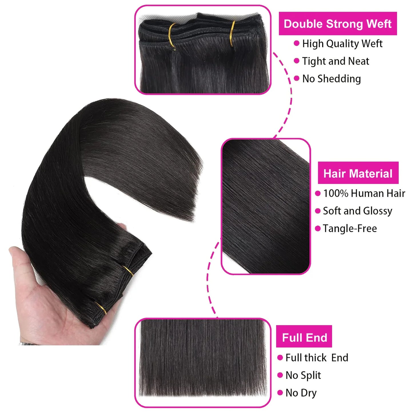 Natural Straight Clip in Hair Extensions Human Hair Seamless Clip in Extensions 100% Unprocessed Full Head Brazilian Virgin Hair