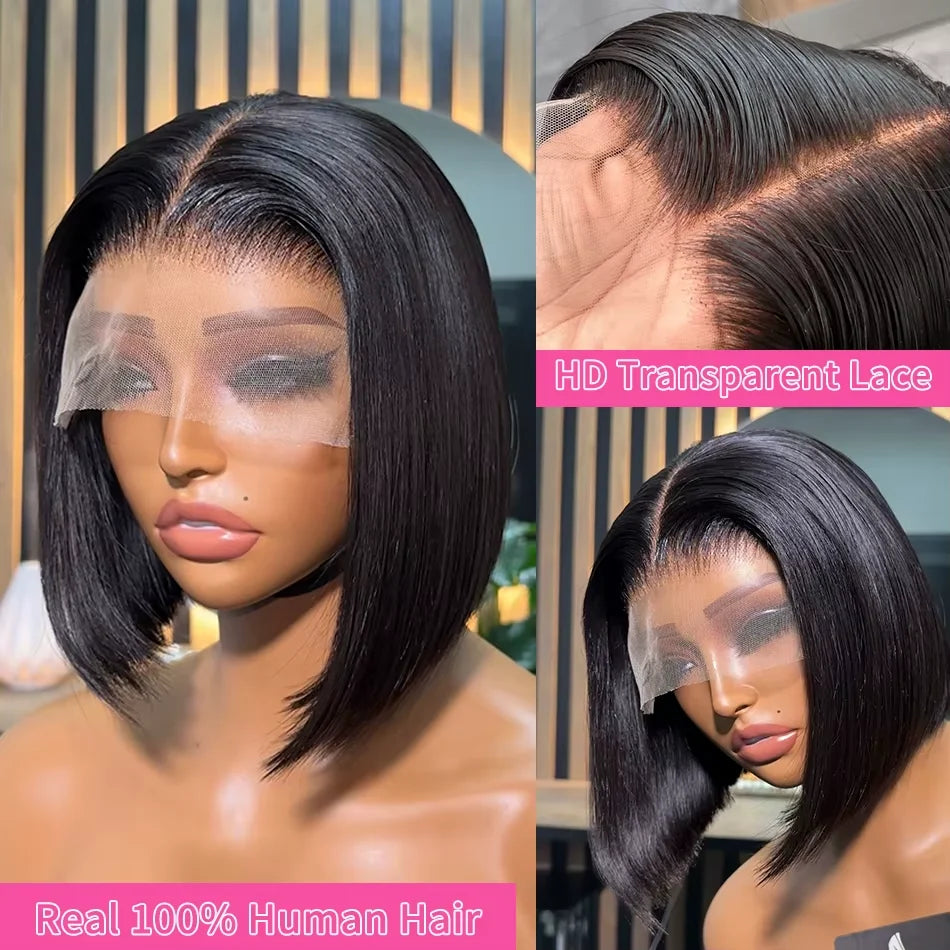 Bob Wig Human Hair Lace Front Wigs Human Hair 100% Human Hair Wigs Hd Transparent 13X4 Straight Lace Frontal Bob Wigs Cheap wigs