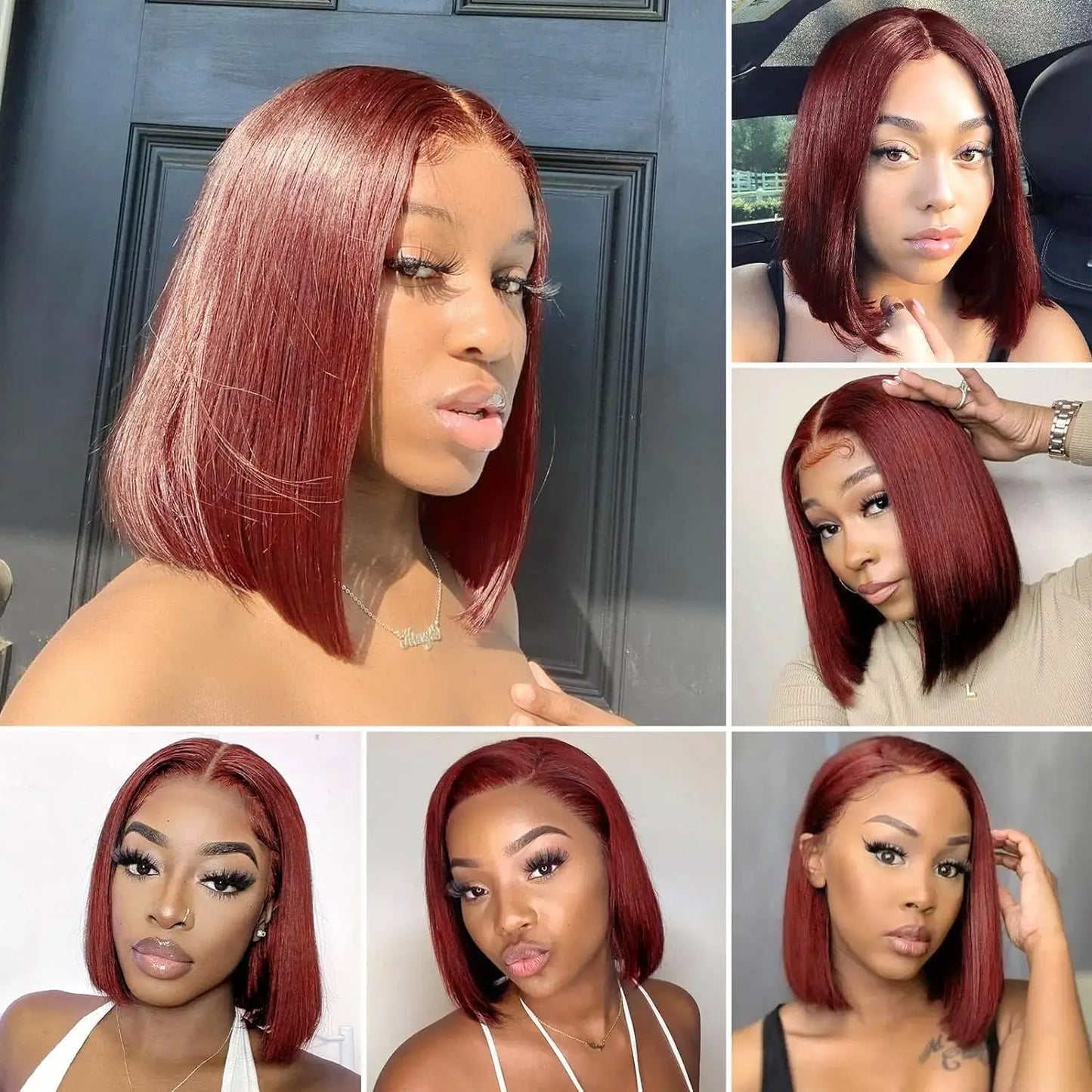 #33 Reddish Brown Bob Wig Human Hair 13x4 Lace Front Wigs Brown Glueless Peruvian Straight Lace Front Human Hair Wigs For Women