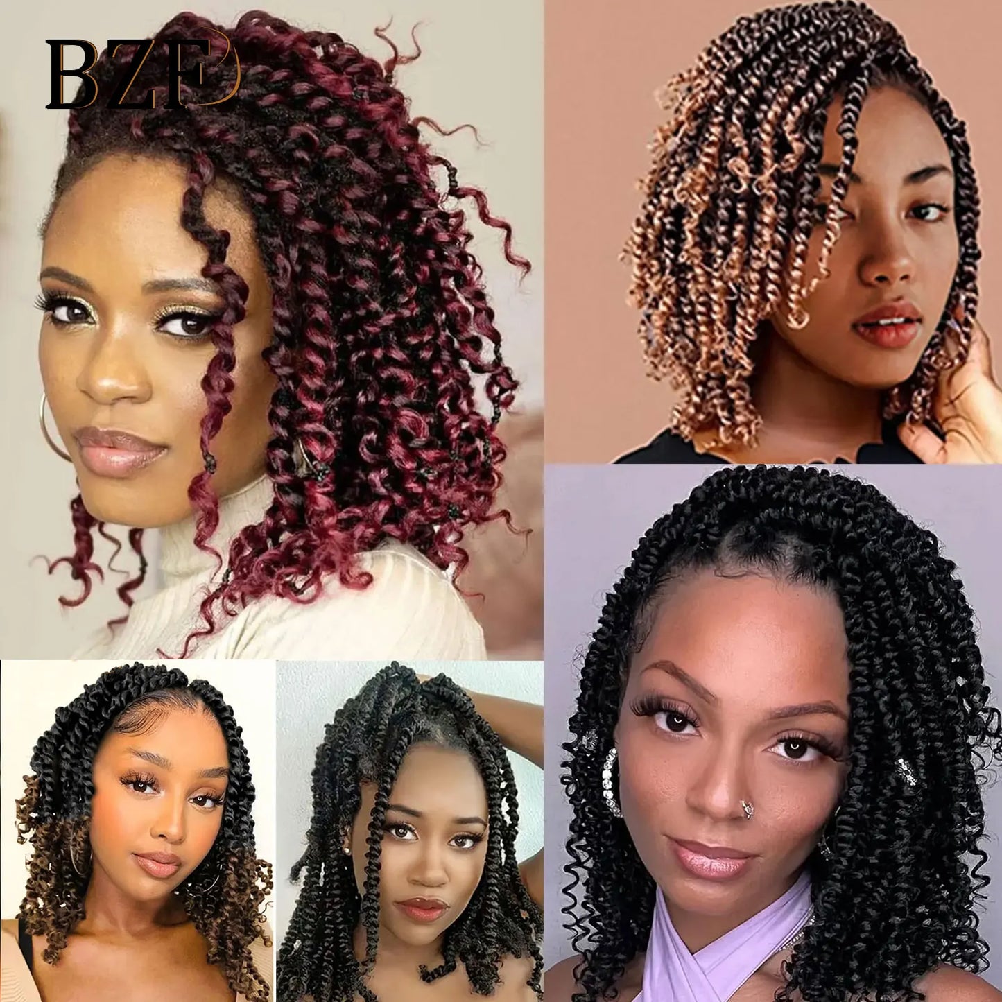 Short Passion Twist Braided Wigs Curly Ends Square Part Blonde Bob Braided Lace Front Wig For Women Synthetic 12Inch Braided Wig