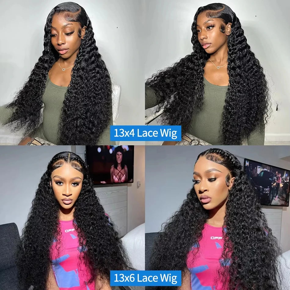 Mossily 250 Density 40 Inch Deep Wave 13x6 HD Transparent Lace Front Human Hair Wig Curly 13x4 Lace Frontal Raw Brazilian Wigs