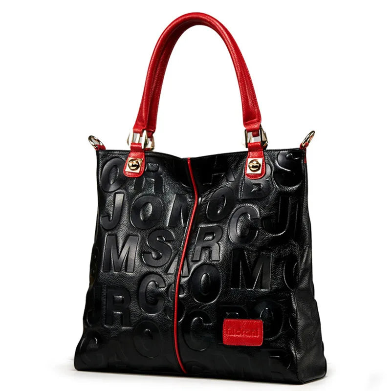 Aidrani  Fashionable women's handbag, made of high-quality cowhide, large capacity, printed with letter patterns