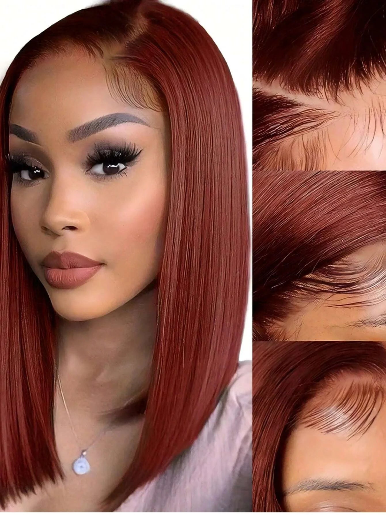 #33 Reddish Brown Bob Wig Human Hair 13x4 Lace Front Wigs Brown Glueless Peruvian Straight Lace Front Human Hair Wigs For Women