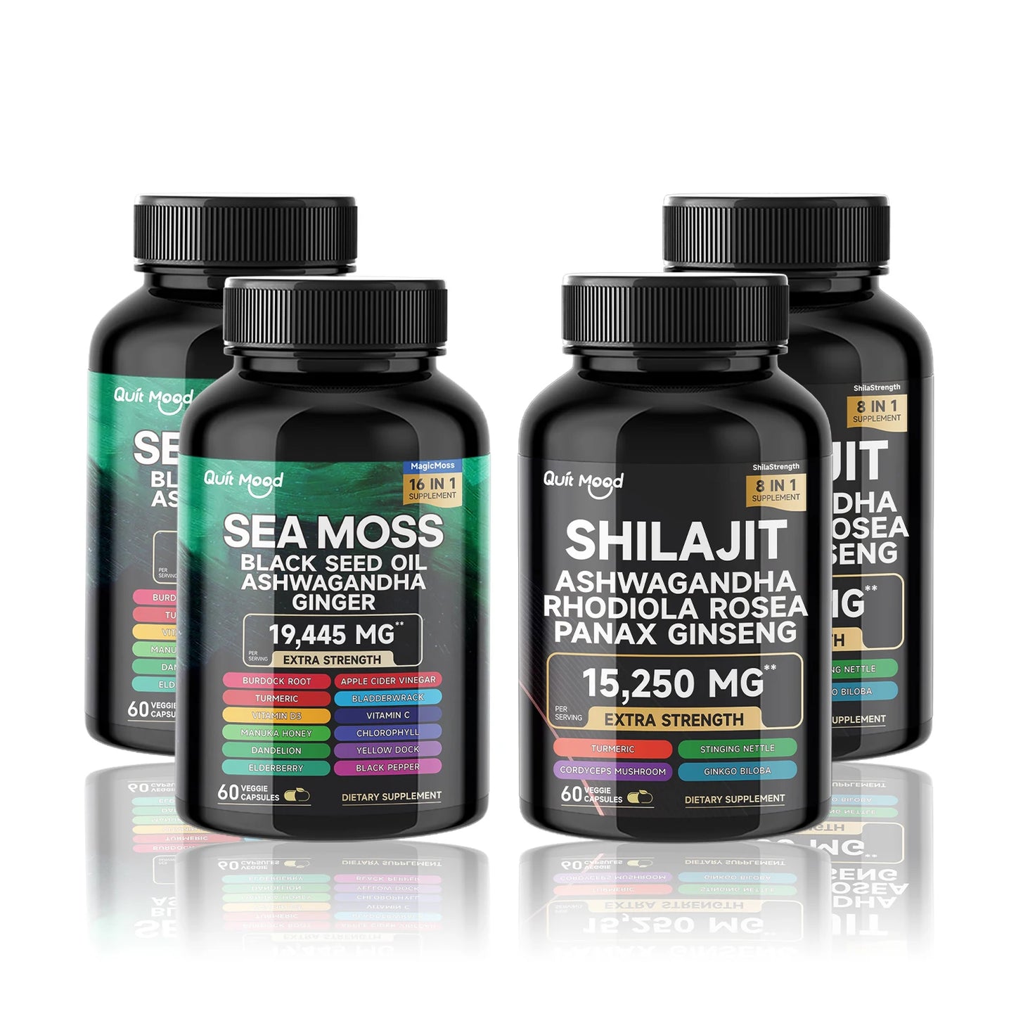 Sea Moss and shilajit Bundle 120 capsules, with Seamoss, Black Seed Oil, Ashwagandha, Ginger, Burdock Root, Turmeric, Black Pepp