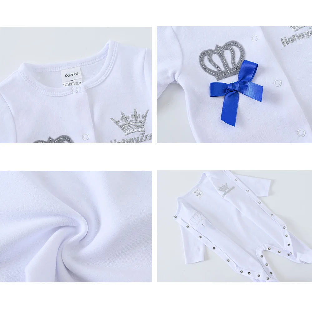 4PCS/lot White Baby Clothes Set Boys Roupa de bebes Baby Girls Clothing Plain Baby Clothing Sets Rompers Newborn Cotton 0-9M