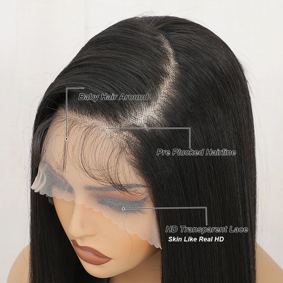 Synthetic Lace Front Part Wig For Women Natural Black Colored Bone Straight Prepluck Bleach Knots Baby Hair Soft Cosplay Daily