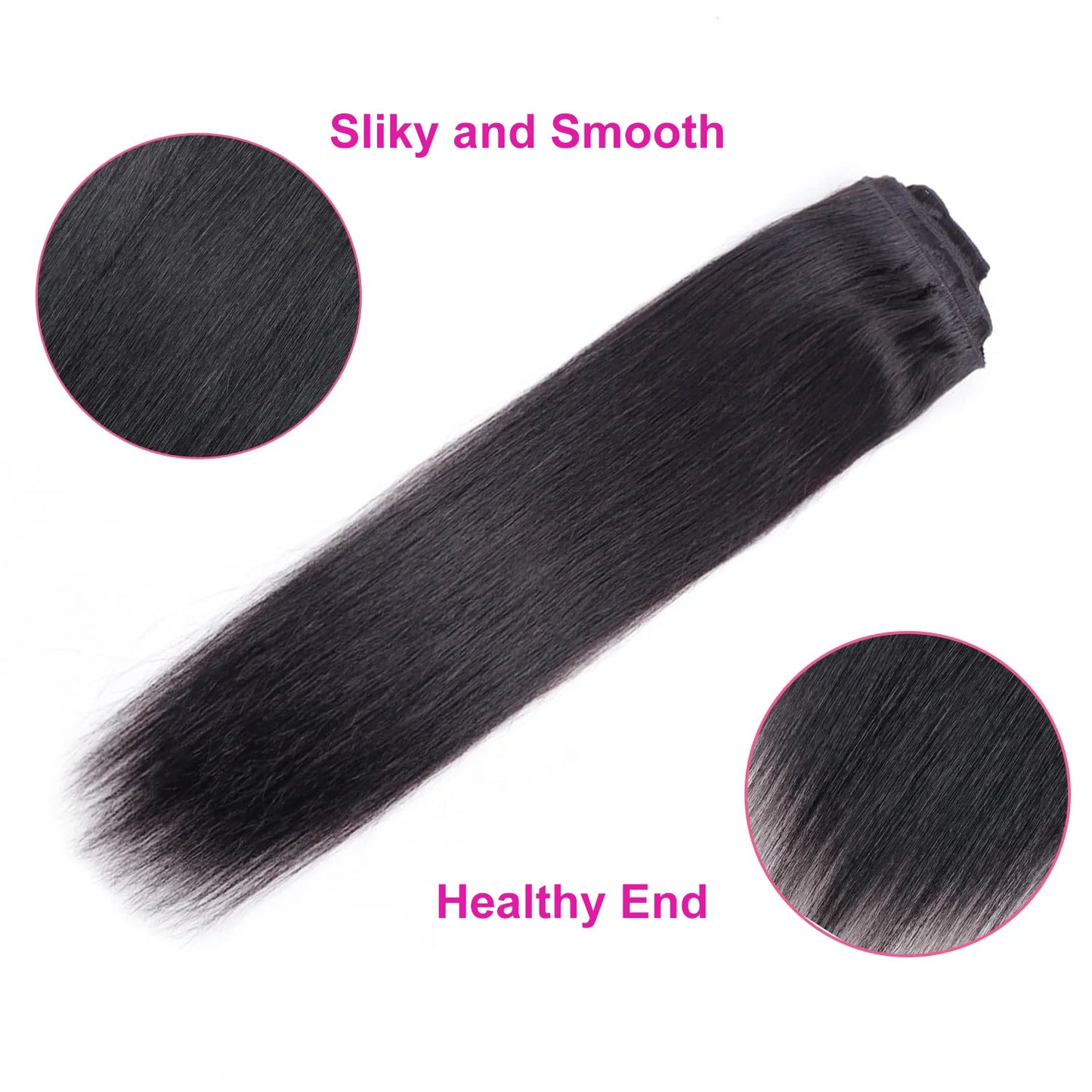 Natural Straight Clip in Hair Extensions Human Hair Seamless Clip in Extensions 100% Unprocessed Full Head Brazilian Virgin Hair