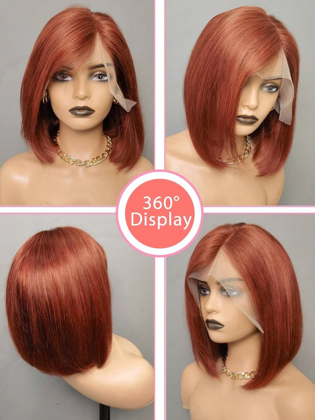 #33 Reddish Brown Bob Wig Human Hair 13x4 Lace Front Wigs Brown Glueless Peruvian Straight Lace Front Human Hair Wigs For Women