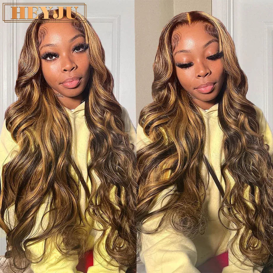 30 Inch Colored Highlight Human Hair Wigs Brazilian Body Wave Lace Front Wigs For Women 13x4 13x6 Hd Transparent Loose Wave Wig