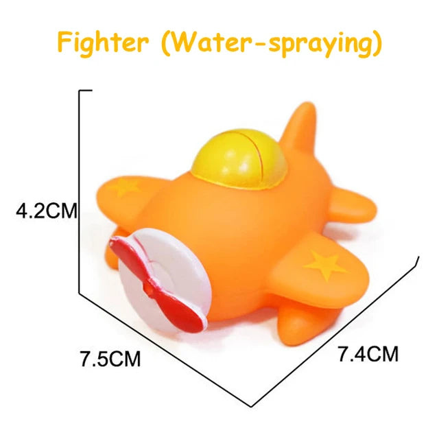 Baby Bath Toy Swimming Water Toys Cartoon Soft Rubber Car Boat Plane Float Squeeze Sound Water Spray Kids Water Play Toys Gifts