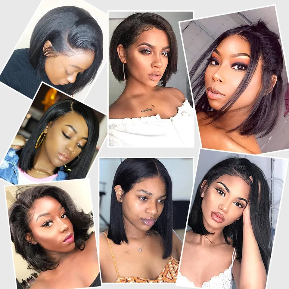 Human Hair Lace Wigs Cranberry Hair Straight Lace Front Wig Peruvian Hair Bob 13x4 Lace Front Wigs Short Bob 4x4 Closure Wig