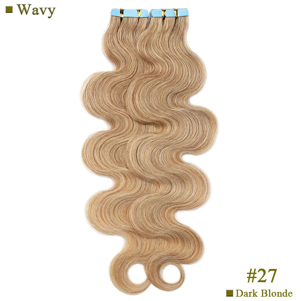 S-noilite 2g/pc Wavy/Straight Tape In Hair Extensions Glue In Real Hair Extensions Invisible Double Side 14inch Short Human Hair