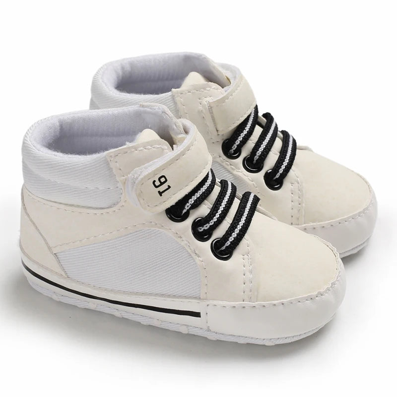 Boys And Girls Gentleman Shoes Soft Soled White Shoes Leisure Sports Shoes Newborn First Walk 0-18Months Bed Shoes