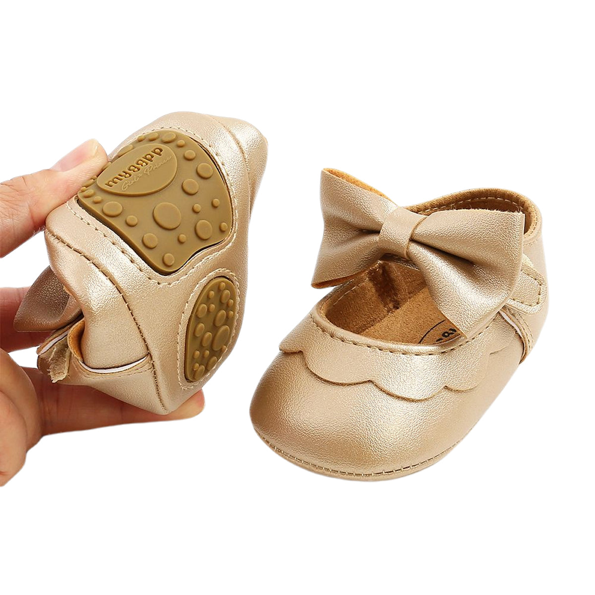 0-18M Newborn Infant Baby Girls Princess Crib Shoes Bow Knot Solid Color First Walker Soft Sole Shoes