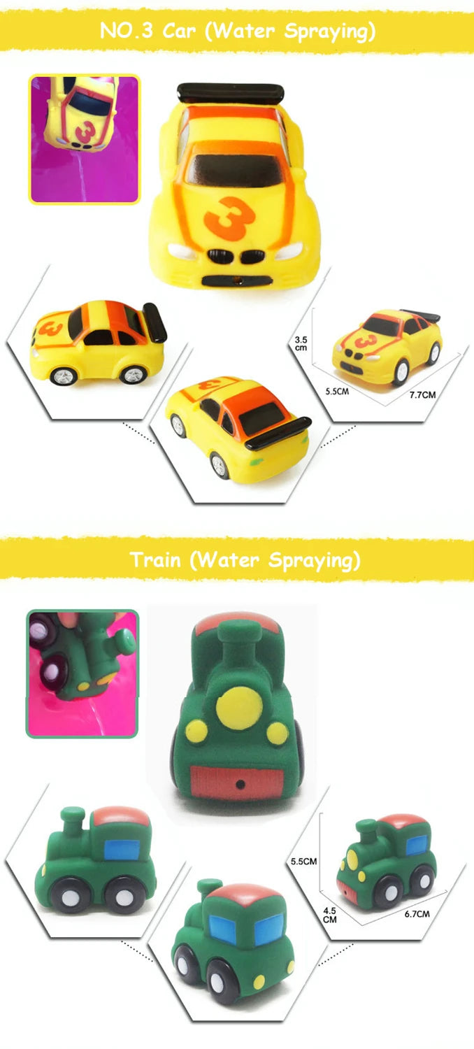 Baby Bath Toy Swimming Water Toys Cartoon Soft Rubber Car Boat Plane Float Squeeze Sound Water Spray Kids Water Play Toys Gifts