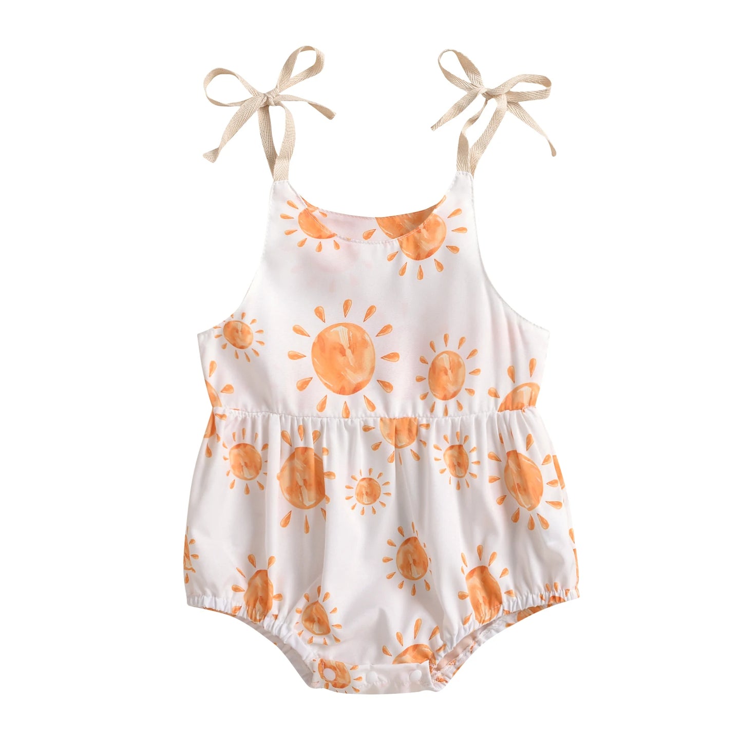 0-24M Newborn Infant Baby Girl Sun Sunflowe Print Sleeveless Romper Jumpsuit Summer Toddler Clothing