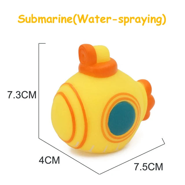 Baby Bath Toy Swimming Water Toys Cartoon Soft Rubber Car Boat Plane Float Squeeze Sound Water Spray Kids Water Play Toys Gifts