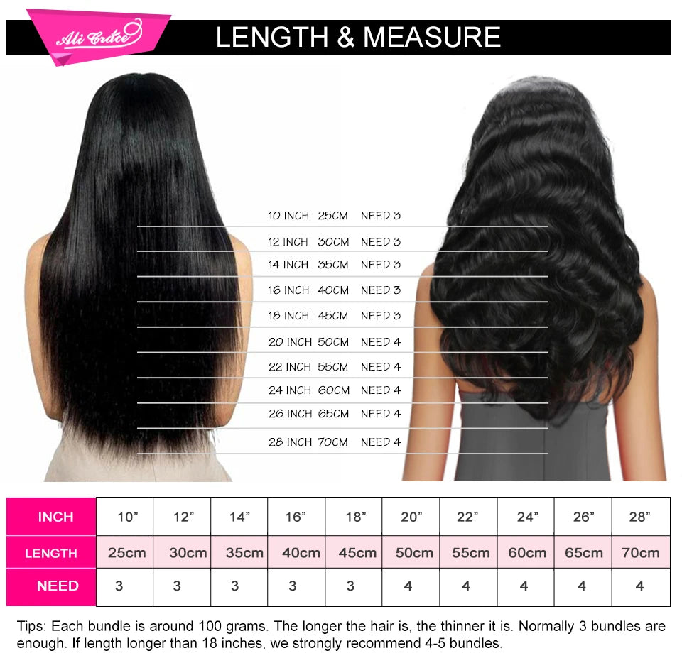 Ali Grace Hair Body Wave Bundles Human Hair 1/3/4 Pcs 100% Remy Human Hair Bundle Brazilian Hair 30inch Body Wave Hair Extension