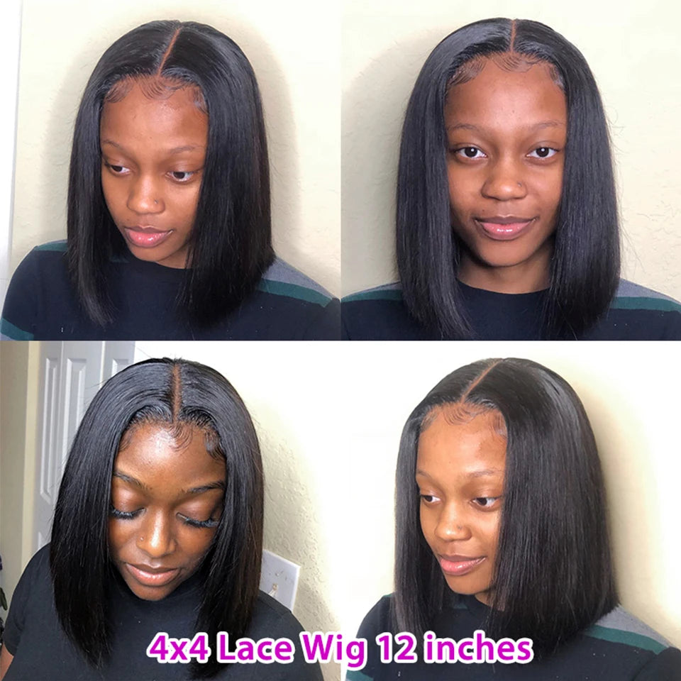 Human Hair Lace Wigs Cranberry Hair Straight Lace Front Wig Peruvian Hair Bob 13x4 Lace Front Wigs Short Bob 4x4 Closure Wig