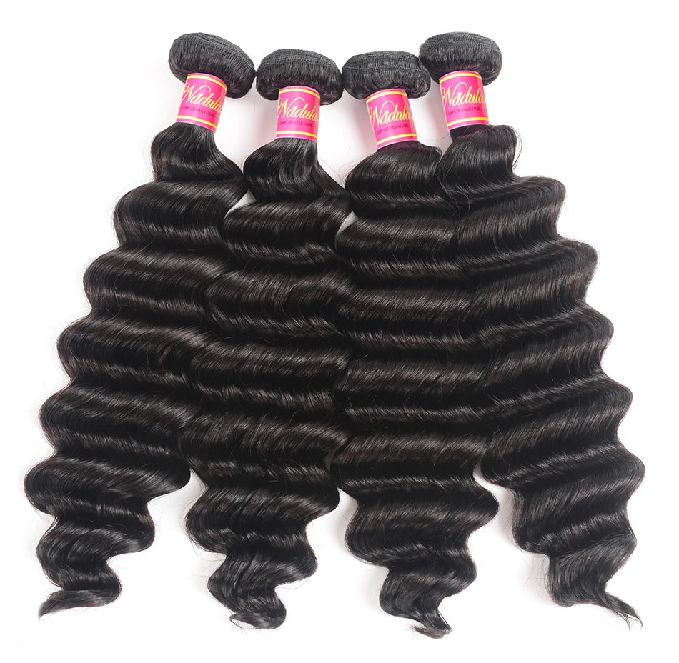 Nadula Hair Loose Deep Wave Bundles 12-26inch Brazilian Hair Weave Bundles 100% Virgin Human Hair 1/3/4 Bundles  Natural Color