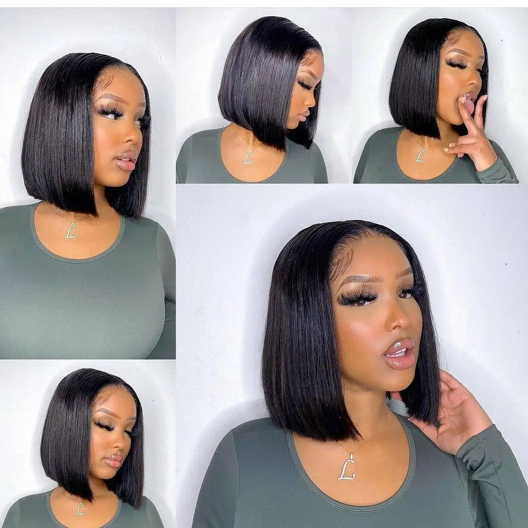 Human Hair Lace Wigs Cranberry Hair Straight Lace Front Wig Peruvian Hair Bob 13x4 Lace Front Wigs Short Bob 4x4 Closure Wig