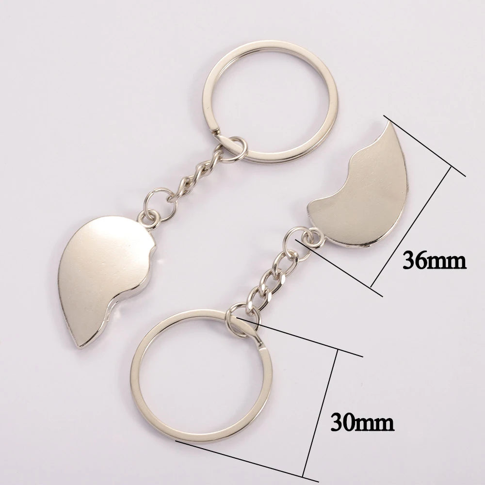 1Pair Couple Keychain Heart Key Rings Lovers Love Key Chain For Birthday Gift Souvenirs Valentine's Day Gift Lovers Couple Gift