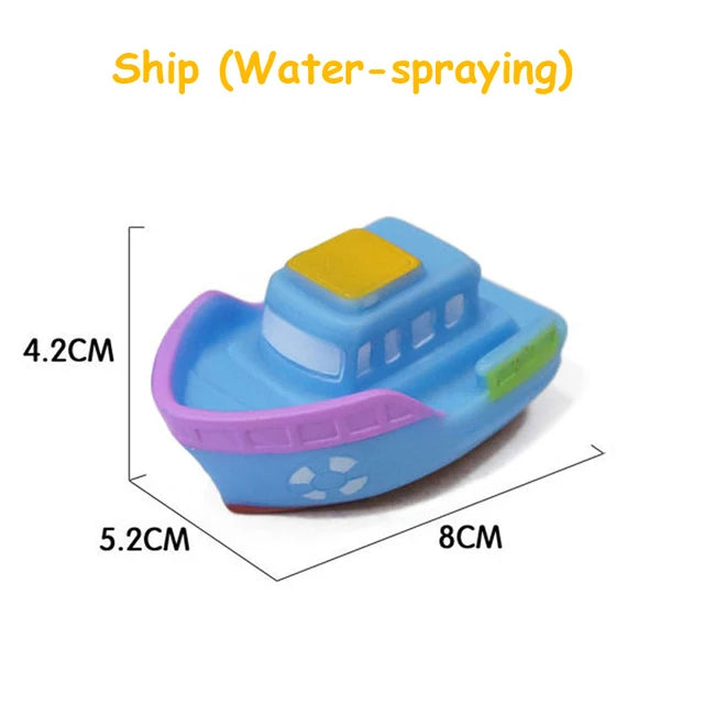 Baby Bath Toy Swimming Water Toys Cartoon Soft Rubber Car Boat Plane Float Squeeze Sound Water Spray Kids Water Play Toys Gifts