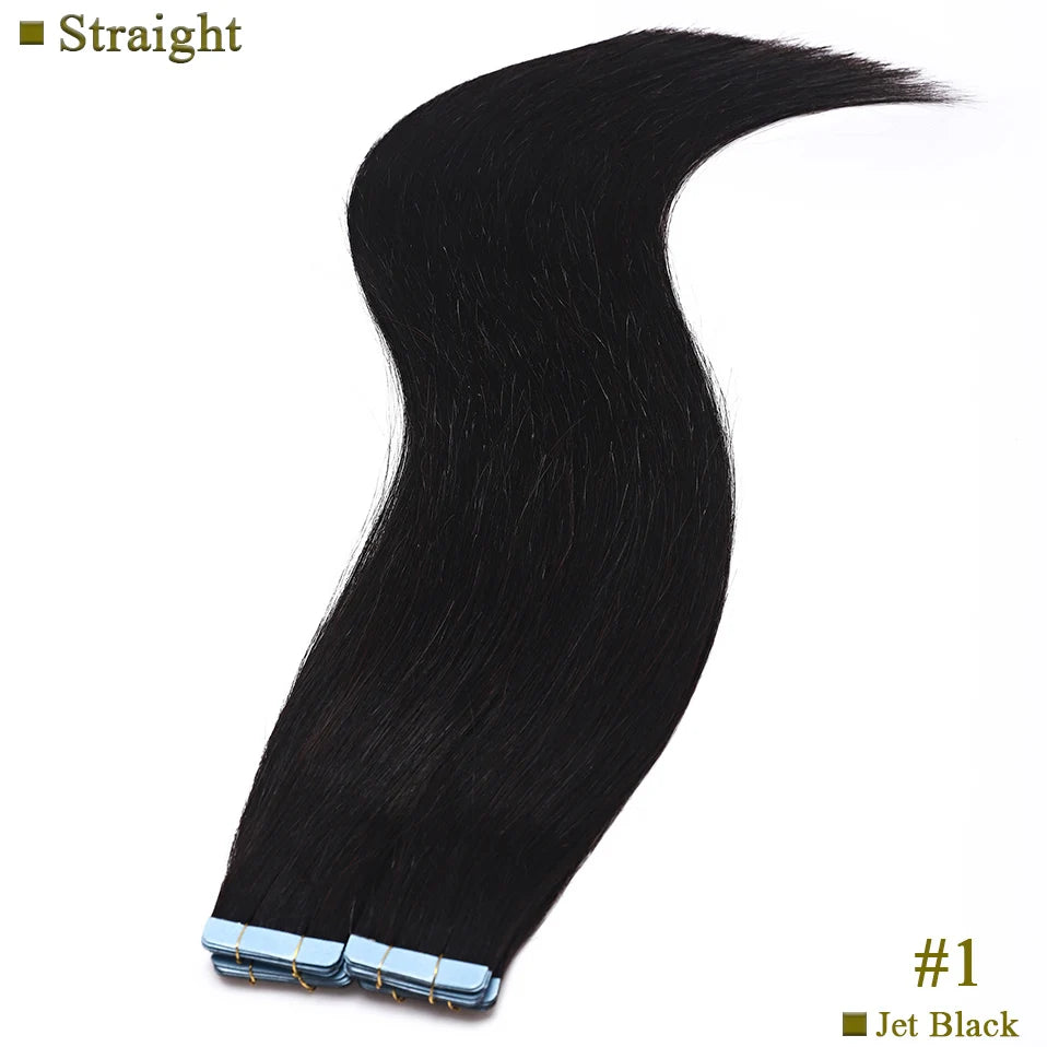 S-noilite 2g/pc Wavy/Straight Tape In Hair Extensions Glue In Real Hair Extensions Invisible Double Side 14inch Short Human Hair