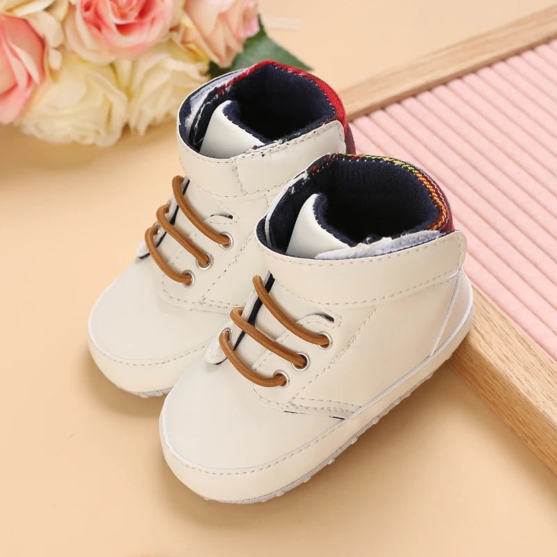 Infant Spring Shoe Newborn Infant Girls and Boys Recreational Baptism Non-Slip Walking Shoe White Soft-soled Sneaker Prewalker