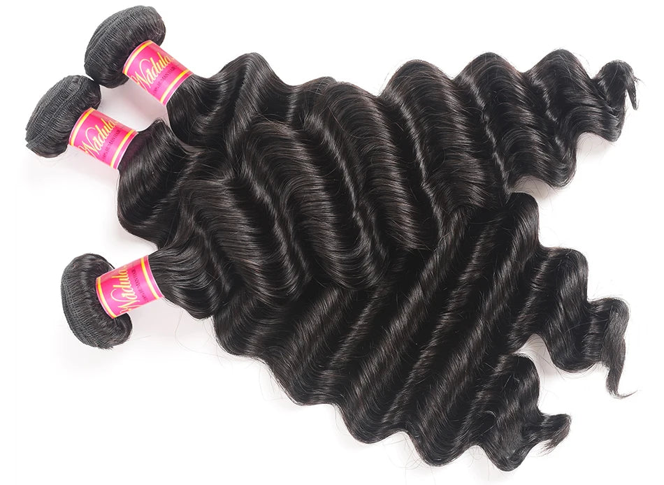 Nadula Hair Loose Deep Wave Bundles 12-26inch Brazilian Hair Weave Bundles 100% Virgin Human Hair 1/3/4 Bundles  Natural Color