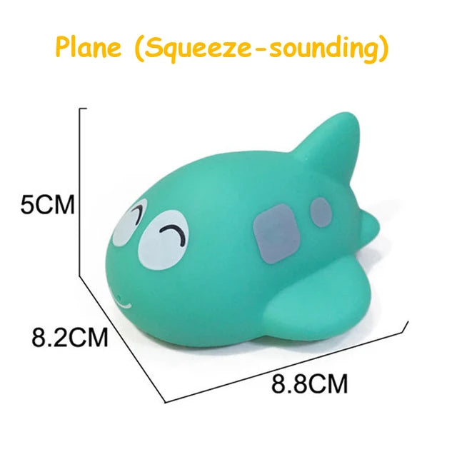 Baby Bath Toy Swimming Water Toys Cartoon Soft Rubber Car Boat Plane Float Squeeze Sound Water Spray Kids Water Play Toys Gifts