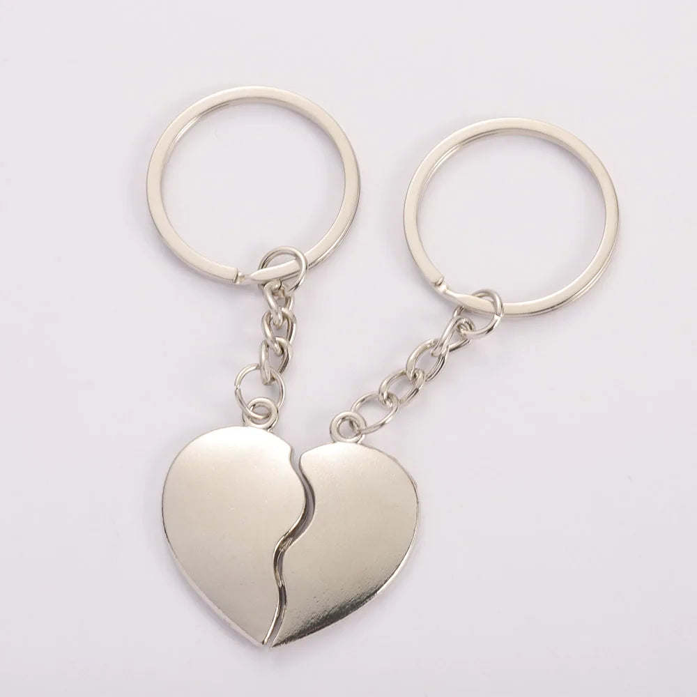 1Pair Couple Keychain Heart Key Rings Lovers Love Key Chain For Birthday Gift Souvenirs Valentine's Day Gift Lovers Couple Gift