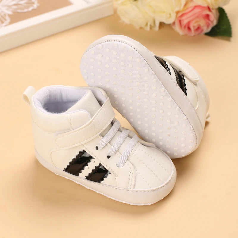 Boys And Girls Gentleman Shoes Soft Soled White Shoes Leisure Sports Shoes Newborn First Walk 0-18Months Bed Shoes