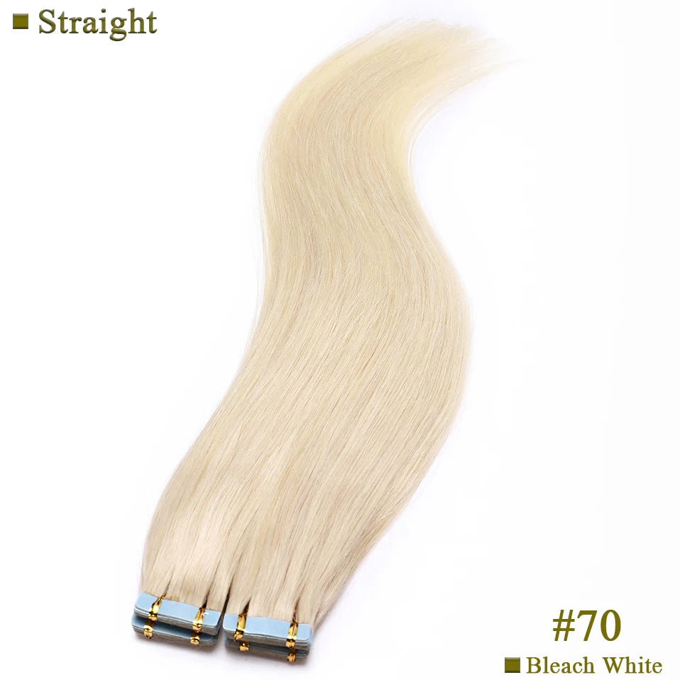 S-noilite 2g/pc Wavy/Straight Tape In Hair Extensions Glue In Real Hair Extensions Invisible Double Side 14inch Short Human Hair