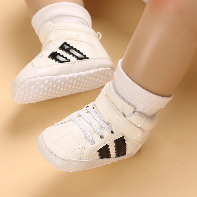 Boys And Girls Gentleman Shoes Soft Soled White Shoes Leisure Sports Shoes Newborn First Walk 0-18Months Bed Shoes