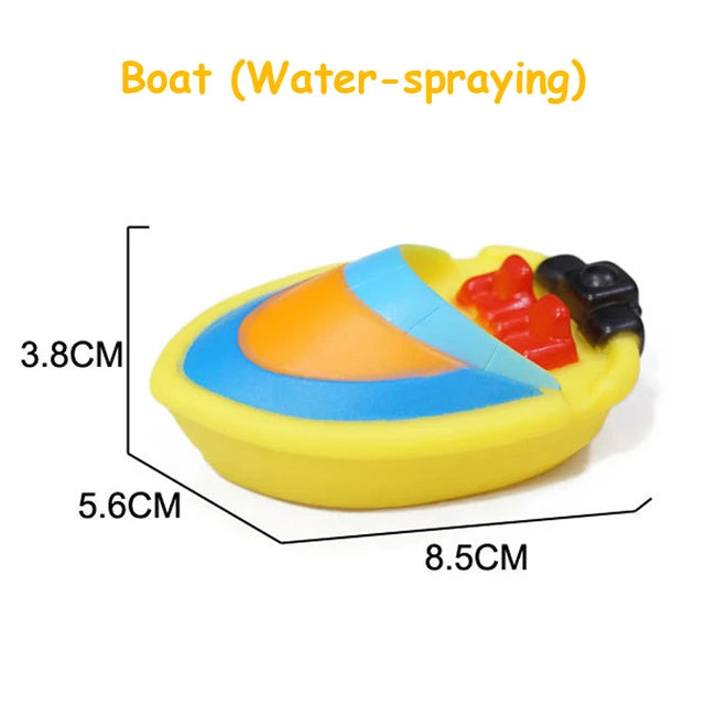 Baby Bath Toy Swimming Water Toys Cartoon Soft Rubber Car Boat Plane Float Squeeze Sound Water Spray Kids Water Play Toys Gifts