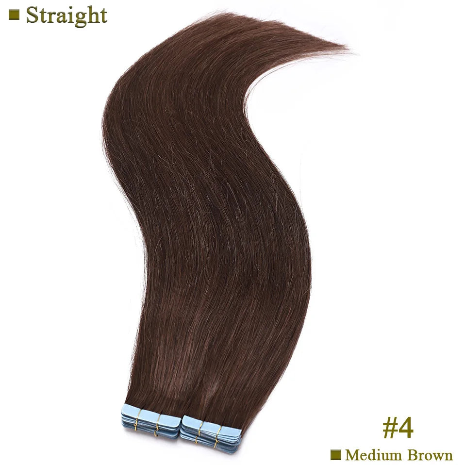 S-noilite 2g/pc Wavy/Straight Tape In Hair Extensions Glue In Real Hair Extensions Invisible Double Side 14inch Short Human Hair