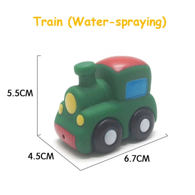 Baby Bath Toy Swimming Water Toys Cartoon Soft Rubber Car Boat Plane Float Squeeze Sound Water Spray Kids Water Play Toys Gifts