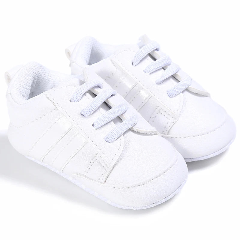 Boys And Girls Gentleman Shoes Soft Soled White Shoes Leisure Sports Shoes Newborn First Walk 0-18Months Bed Shoes