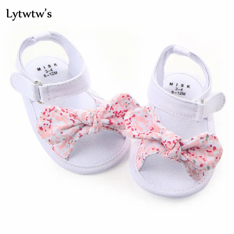 1 Pair Lytwtw's Children Baby Kids Boys girls Shoes Non-Slip Canvas Bowknot Toddlers Newborn Infantil sandals