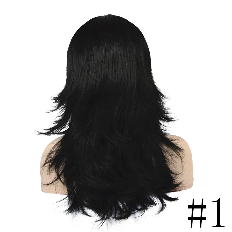 StrongBeauty Wig Natural Layered Long Straight Hair Synthetic Hair Brown/Black wigs for black women