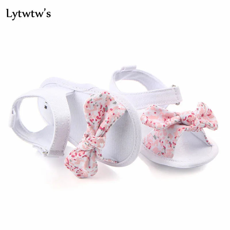 1 Pair Lytwtw's Children Baby Kids Boys girls Shoes Non-Slip Canvas Bowknot Toddlers Newborn Infantil sandals