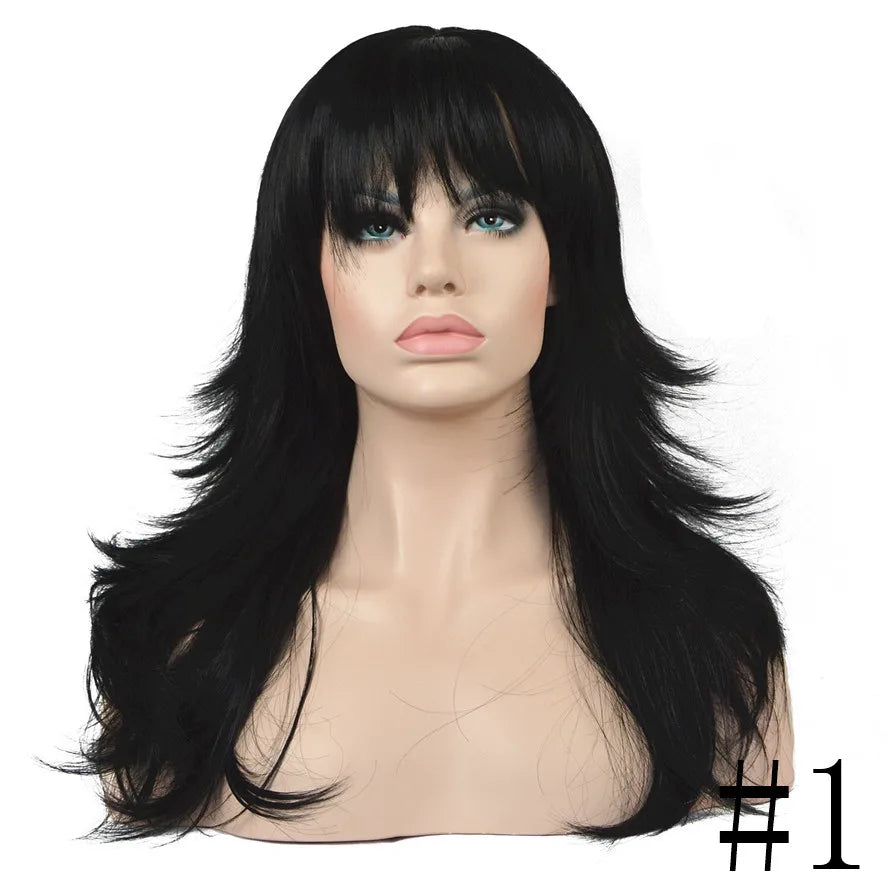 StrongBeauty Wig Natural Layered Long Straight Hair Synthetic Hair Brown/Black wigs for black women