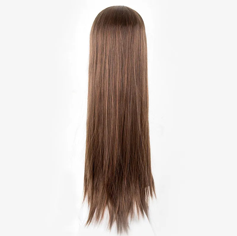 Black Wig Fei-Show Synthetic Heat Resistant Long Straight Middle Part Line Costume Cosplay Hair 26 Inches Salon Party Hairpieces