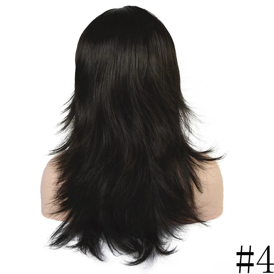 StrongBeauty Wig Natural Layered Long Straight Hair Synthetic Hair Brown/Black wigs for black women