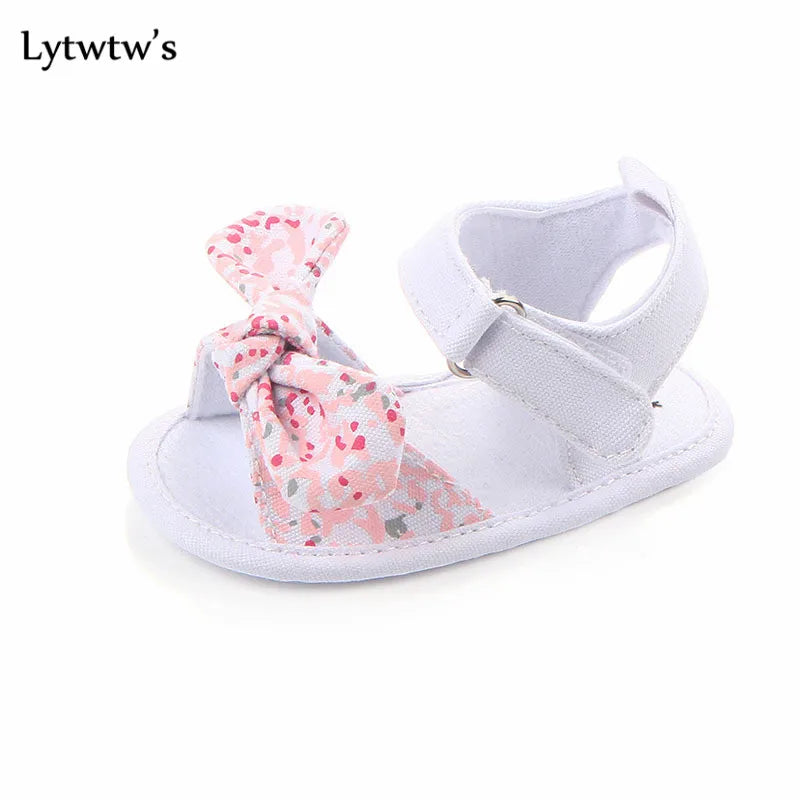 1 Pair Lytwtw's Children Baby Kids Boys girls Shoes Non-Slip Canvas Bowknot Toddlers Newborn Infantil sandals