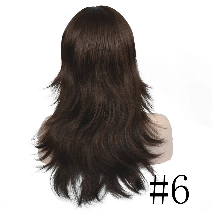 StrongBeauty Wig Natural Layered Long Straight Hair Synthetic Hair Brown/Black wigs for black women