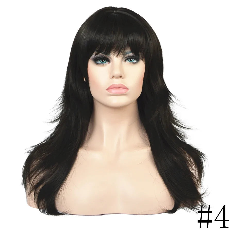 StrongBeauty Wig Natural Layered Long Straight Hair Synthetic Hair Brown/Black wigs for black women